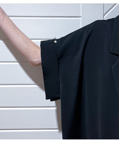 GALENA（ガレナ）の「【GALENA/ガレナ】パールボタンオーバーシルエットハーフスリーブジャケット（テーラードジャケット・レディース・モカ/ブラック・FREE）」の6枚目の写真