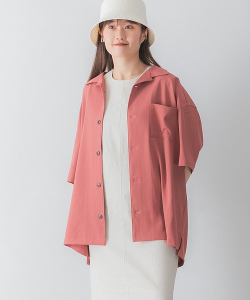 SENSE OF PLACE by URBAN RESEARCH（センスオブプレイスバイアーバンリサーチ）の「『セットアップ対応』『イージーケア』オープンカラールーズシャツ(5分袖)（シャツ/ブラウス・メンズ・ライトカーキ/ピンク/チャコールグレー/ブルー/ブラック/オリーブ/ライトベージュ・SMALL/MEDIUM/LARGE）」の8枚目の写真