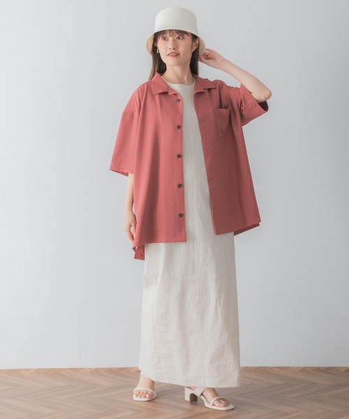 SENSE OF PLACE by URBAN RESEARCH（センスオブプレイスバイアーバンリサーチ）の「『セットアップ対応』『イージーケア』オープンカラールーズシャツ(5分袖)（シャツ/ブラウス・メンズ・ライトカーキ/ピンク/チャコールグレー/ブルー/ブラック/オリーブ/ライトベージュ・SMALL/MEDIUM/LARGE）」の9枚目の写真