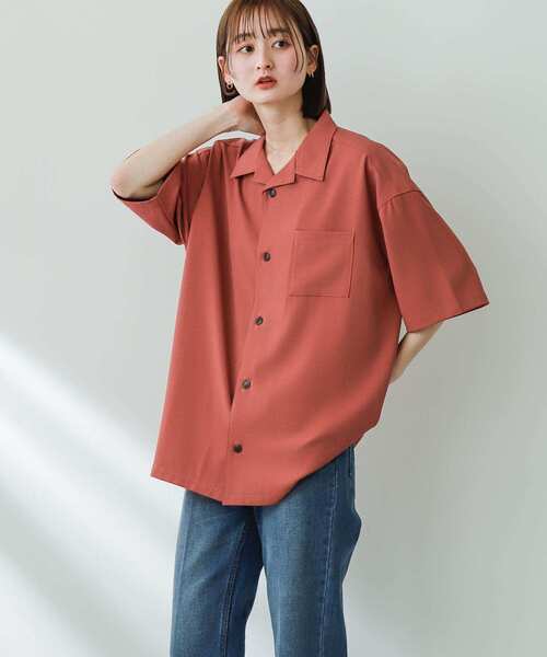 SENSE OF PLACE by URBAN RESEARCH（センスオブプレイスバイアーバンリサーチ）の「『セットアップ対応』『イージーケア』オープンカラールーズシャツ(5分袖)（シャツ/ブラウス・メンズ・ライトカーキ/ピンク/チャコールグレー/ブルー/ブラック/オリーブ/ライトベージュ・SMALL/MEDIUM/LARGE）」の11枚目の写真