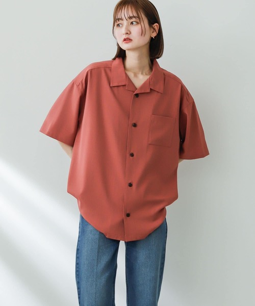 SENSE OF PLACE by URBAN RESEARCH（センスオブプレイスバイアーバンリサーチ）の「『セットアップ対応』『イージーケア』オープンカラールーズシャツ(5分袖)（シャツ/ブラウス・メンズ・ライトカーキ/ピンク/チャコールグレー/ブルー/ブラック/オリーブ/ライトベージュ・SMALL/MEDIUM/LARGE）」の12枚目の写真