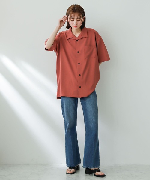 SENSE OF PLACE by URBAN RESEARCH（センスオブプレイスバイアーバンリサーチ）の「『セットアップ対応』『イージーケア』オープンカラールーズシャツ(5分袖)（シャツ/ブラウス・メンズ・ライトカーキ/ピンク/チャコールグレー/ブルー/ブラック/オリーブ/ライトベージュ・SMALL/MEDIUM/LARGE）」の13枚目の写真