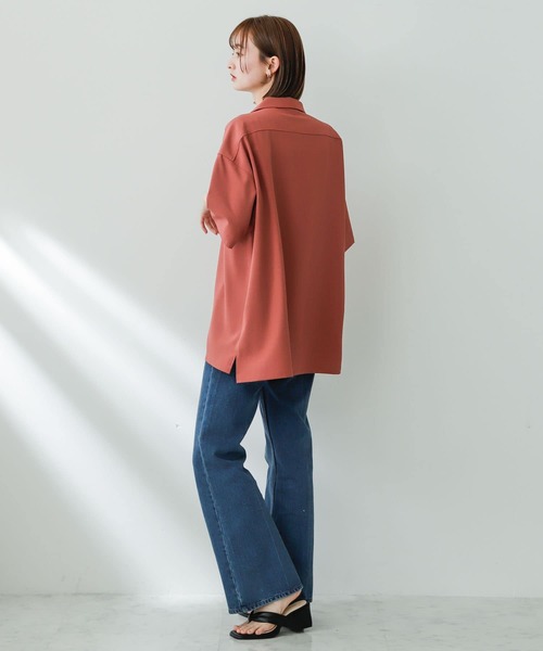 SENSE OF PLACE by URBAN RESEARCH（センスオブプレイスバイアーバンリサーチ）の「『セットアップ対応』『イージーケア』オープンカラールーズシャツ(5分袖)（シャツ/ブラウス・メンズ・ライトカーキ/ピンク/チャコールグレー/ブルー/ブラック/オリーブ/ライトベージュ・SMALL/MEDIUM/LARGE）」の14枚目の写真