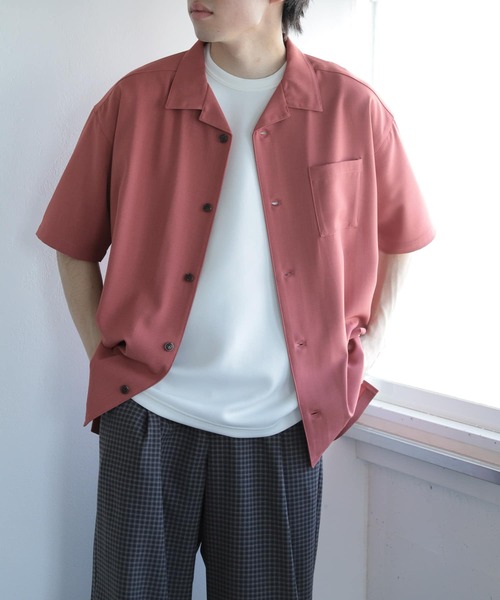 SENSE OF PLACE by URBAN RESEARCH（センスオブプレイスバイアーバンリサーチ）の「『セットアップ対応』『イージーケア』オープンカラールーズシャツ(5分袖)（シャツ/ブラウス・メンズ・ライトカーキ/ピンク/チャコールグレー/ブルー/ブラック/オリーブ/ライトベージュ・SMALL/MEDIUM/LARGE）」の17枚目の写真