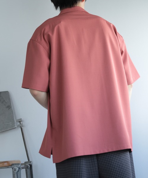 SENSE OF PLACE by URBAN RESEARCH（センスオブプレイスバイアーバンリサーチ）の「『セットアップ対応』『イージーケア』オープンカラールーズシャツ(5分袖)（シャツ/ブラウス・メンズ・ライトカーキ/ピンク/チャコールグレー/ブルー/ブラック/オリーブ/ライトベージュ・SMALL/MEDIUM/LARGE）」の19枚目の写真