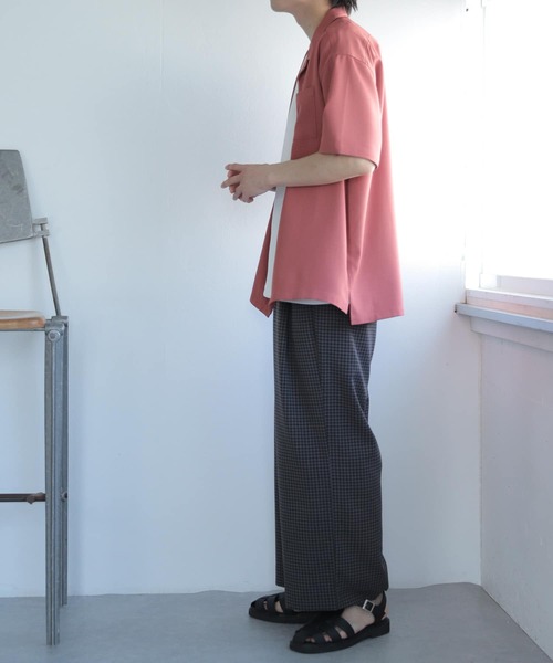 SENSE OF PLACE by URBAN RESEARCH（センスオブプレイスバイアーバンリサーチ）の「『セットアップ対応』『イージーケア』オープンカラールーズシャツ(5分袖)（シャツ/ブラウス・メンズ・ライトカーキ/ピンク/チャコールグレー/ブルー/ブラック/オリーブ/ライトベージュ・SMALL/MEDIUM/LARGE）」の22枚目の写真