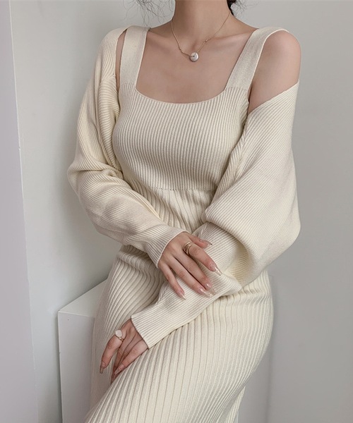 LUGG NAGG(ラグナグ)の「リブニットノースリーブマキシワンピース(ワンピース・レディース・ブラック/モカ/ライム/ベージュ・M)」の15枚目の写真
