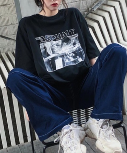 Sibra(シブラ)の「半袖プリントTシャツ(Tシャツ/カットソー・レディース・ブラック/ホワイト・M)」の8枚目の写真
