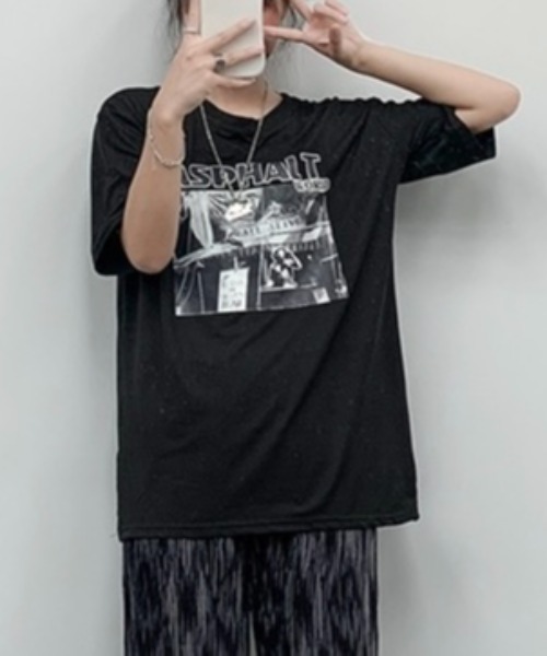 Sibra(シブラ)の「半袖プリントTシャツ(Tシャツ/カットソー・レディース・ブラック/ホワイト・M)」の9枚目の写真