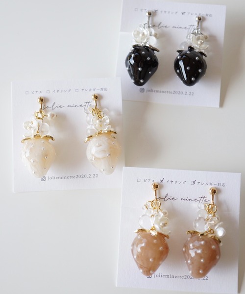 CERCA(チェルカ)の「jolie minette/いちご × バブル イヤリング(イヤリング・レディース・シルバー/ブラック/ブラウン/ゴールド/ベージュ・FREE)」の18枚目の写真