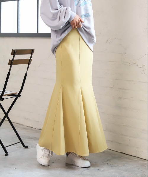 ad thie（アドティエ）の「マーメイド ロング スカート（スカート・レディース・ボルドー/ケリーグリーン/ブラウン/マスタード/イエロー/ブラック/パープル/オレンジ/グリーン/ベージュ・LARGE/MEDIUM）」の7枚目の写真