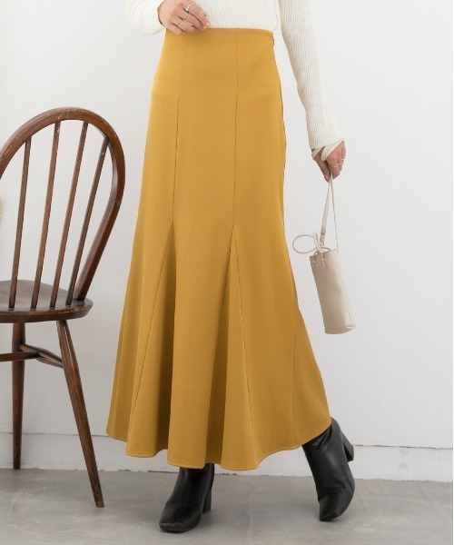 ad thie（アドティエ）の「マーメイド ロング スカート（スカート・レディース・ボルドー/ケリーグリーン/ブラウン/マスタード/イエロー/ブラック/パープル/オレンジ/グリーン/ベージュ・LARGE/MEDIUM）」の8枚目の写真