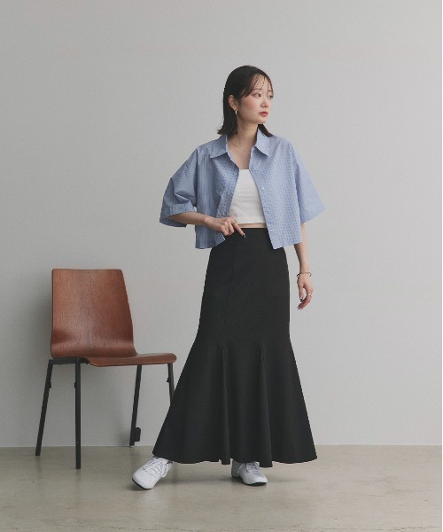 ad thie（アドティエ）の「マーメイド ロング スカート（スカート・レディース・ボルドー/ケリーグリーン/ブラウン/マスタード/イエロー/ブラック/パープル/オレンジ/グリーン/ベージュ・LARGE/MEDIUM）」の13枚目の写真