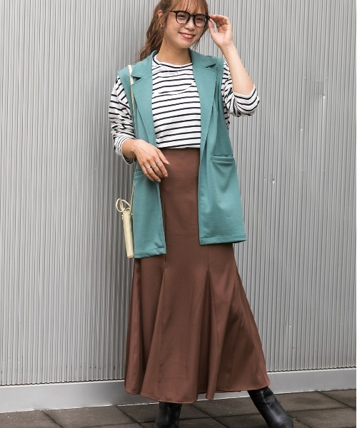 ad thie（アドティエ）の「マーメイド ロング スカート（スカート・レディース・ボルドー/ケリーグリーン/ブラウン/マスタード/イエロー/ブラック/パープル/オレンジ/グリーン/ベージュ・LARGE/MEDIUM）」の17枚目の写真