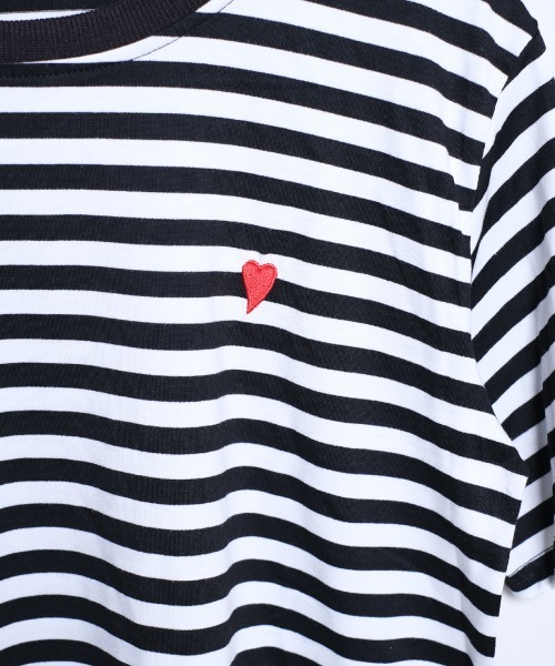 shopnikoniko（ショップニコニコ）の「ハート  ボーダー Tシャツ 半袖 韓国  赤 緑 ボーダーT（Tシャツ/カットソー・レディース・グリーン/ブラック/レッド/イエロー・フリー）」の19枚目の写真