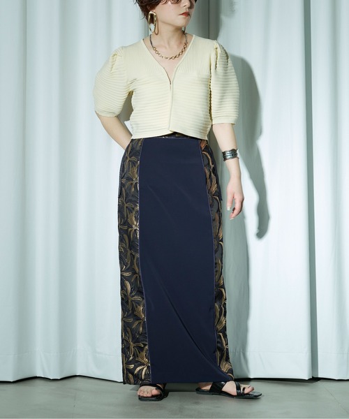 Ezick（エジック）の「Jacquard line ナロースカート（スカート・レディース・ネイビー/ブラック・FREE）」の3枚目の写真