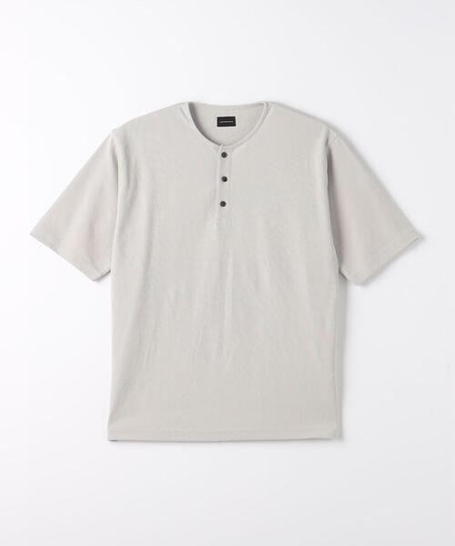 green label relaxing（グリーンレーベルリラクシング）の「カノコスムース ヘンリーネック Tシャツ（Tシャツ/カットソー・メンズ・ダークグレー/ライトグレー/ワインレッド・S/M/XL/L）」の7枚目の写真