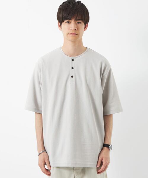 green label relaxing（グリーンレーベルリラクシング）の「カノコスムース ヘンリーネック Tシャツ（Tシャツ/カットソー・メンズ・ダークグレー/ライトグレー/ワインレッド・S/M/XL/L）」の12枚目の写真