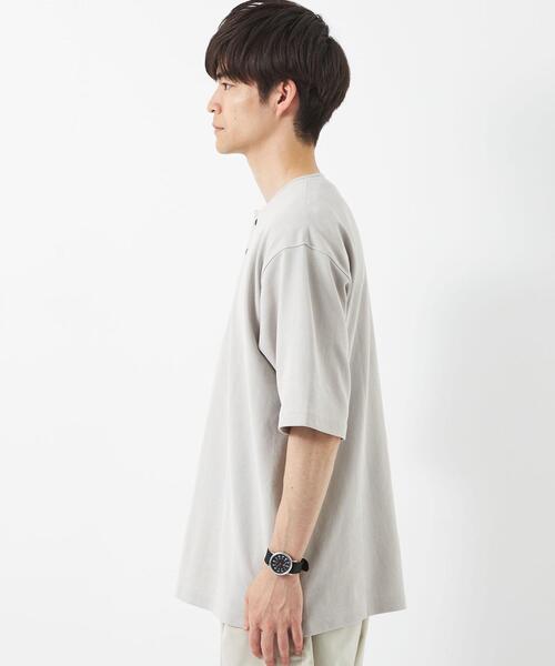green label relaxing（グリーンレーベルリラクシング）の「カノコスムース ヘンリーネック Tシャツ（Tシャツ/カットソー・メンズ・ダークグレー/ライトグレー/ワインレッド・S/M/XL/L）」の4枚目の写真