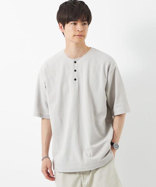 green label relaxing（グリーンレーベルリラクシング）の「カノコスムース ヘンリーネック Tシャツ（Tシャツ/カットソー・メンズ・ダークグレー/ライトグレー/ワインレッド・S/M/XL/L）」の9枚目の写真