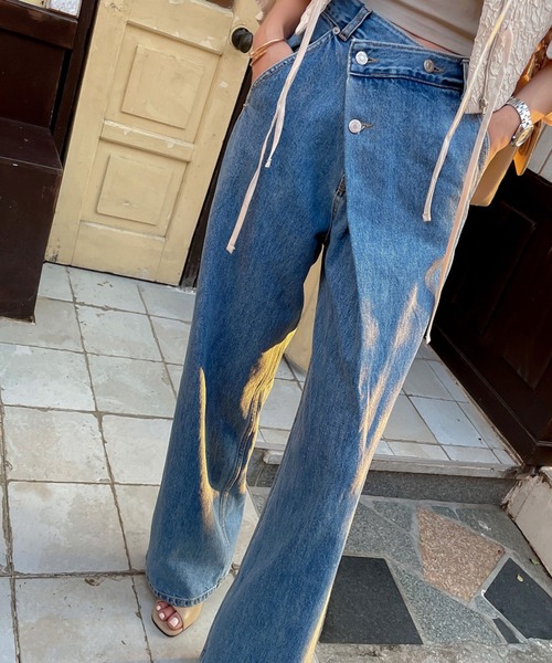 デザインワイドデニム デニム ワイドストレートパンツ （デニムパンツ）｜TOMORROWLAND