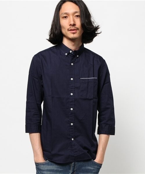 CIAOPANIC TYPY（チャオパニックティピー）の「綿麻ピンOX7分BDシャツ（シャツ/ブラウス・メンズ・ホワイト/ネイビー/イエロー/ブルー・SMALL/MEDIUM/LARGE）」の12枚目の写真