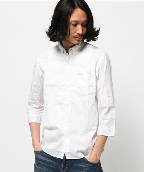 CIAOPANIC TYPY（チャオパニックティピー）の「綿麻ピンOX7分BDシャツ（シャツ/ブラウス・メンズ・ホワイト/ネイビー/イエロー/ブルー・SMALL/MEDIUM/LARGE）」の2枚目の写真