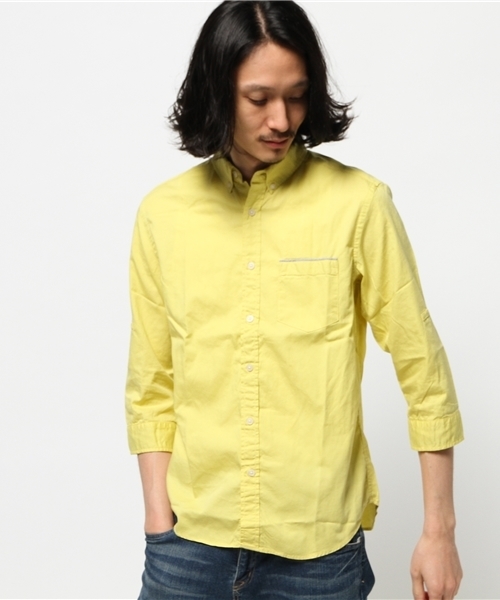 CIAOPANIC TYPY（チャオパニックティピー）の「綿麻ピンOX7分BDシャツ（シャツ/ブラウス・メンズ・ホワイト/ネイビー/イエロー/ブルー・SMALL/MEDIUM/LARGE）」の4枚目の写真