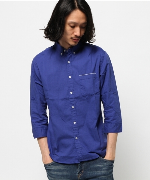 CIAOPANIC TYPY（チャオパニックティピー）の「綿麻ピンOX7分BDシャツ（シャツ/ブラウス・メンズ・ホワイト/ネイビー/イエロー/ブルー・SMALL/MEDIUM/LARGE）」の3枚目の写真