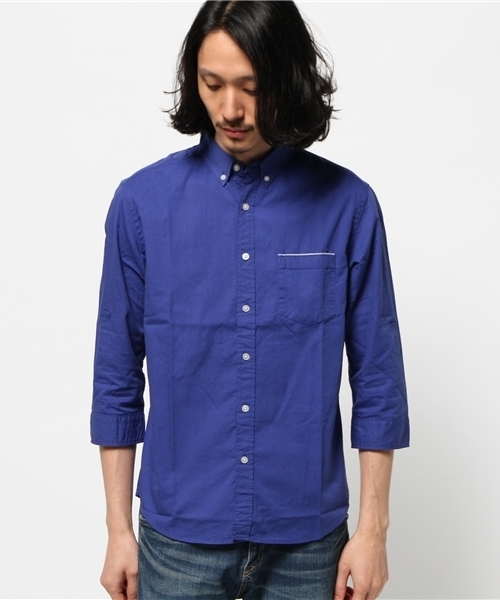 CIAOPANIC TYPY（チャオパニックティピー）の「綿麻ピンOX7分BDシャツ（シャツ/ブラウス・メンズ・ホワイト/ネイビー/イエロー/ブルー・SMALL/MEDIUM/LARGE）」の5枚目の写真