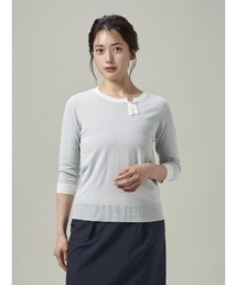 Perfect Suit FActory | バイカラー　リボンニット　グレー/ベージュ(ニット/セーター)