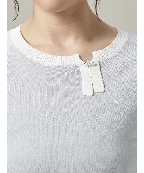 Perfect Suit FActory(パーフェクトスーツファクトリー)の「バイカラー リボンニット グレー/ベージュ(ニット/セーター・レディース・ライトグレー/ベージュ・L/S/M)」の14枚目の写真