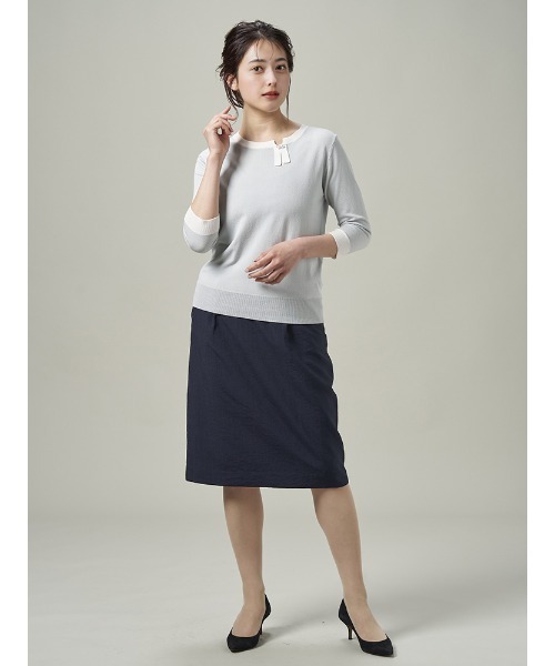 Perfect Suit FActory(パーフェクトスーツファクトリー)の「バイカラー リボンニット グレー/ベージュ(ニット/セーター・レディース・ライトグレー/ベージュ・L/S/M)」の18枚目の写真