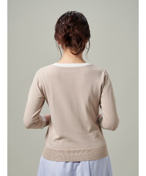 Perfect Suit FActory(パーフェクトスーツファクトリー)の「バイカラー リボンニット グレー/ベージュ(ニット/セーター・レディース・ライトグレー/ベージュ・L/S/M)」の4枚目の写真