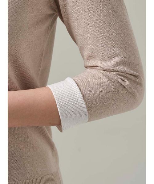 Perfect Suit FActory(パーフェクトスーツファクトリー)の「バイカラー リボンニット グレー/ベージュ(ニット/セーター・レディース・ライトグレー/ベージュ・L/S/M)」の7枚目の写真