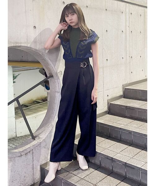 MURUA（ムルーア）の「ラインケーブルショートニットタンク
