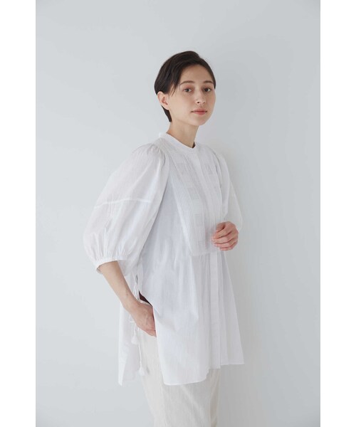 human woman(ヒューマンウーマン)の「◆フロントピンタックロングブラウス(シャツ/ブラウス・レディース・ブラウン/ホワイト・MEDIUM)」の8枚目の写真