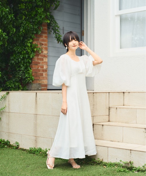 Olu.（オルドット）の「ボリュームパフスリーブドレス（ワンピース・レディース・ブルー/ホワイト・FREE）」の5枚目の写真