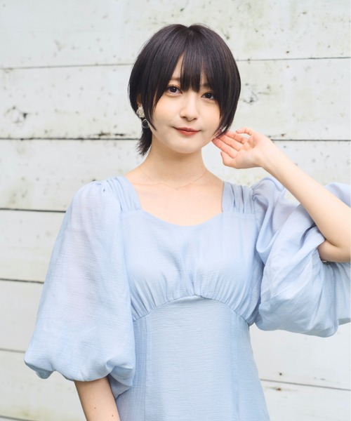 Olu.（オルドット）の「ボリュームパフスリーブドレス（ワンピース・レディース・ブルー/ホワイト・FREE）」の14枚目の写真