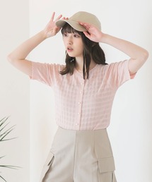 Newlyme（ニューリーミー）の「シアーチェックミニカーデトップス（ニット/セーター）」