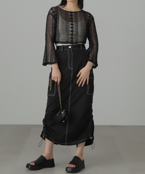 FREE'S MART（フリーズマート）の「配色ステッチカーゴスカート（スカート・レディース・ブラック/ホワイト・MEDIUM/SMALL）」の19枚目の写真