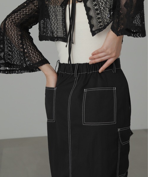 FREE'S MART（フリーズマート）の「配色ステッチカーゴスカート（スカート・レディース・ブラック/ホワイト・MEDIUM/SMALL）」の20枚目の写真