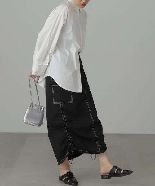 FREE'S MART（フリーズマート）の「配色ステッチカーゴスカート（スカート・レディース・ブラック/ホワイト・MEDIUM/SMALL）」の10枚目の写真