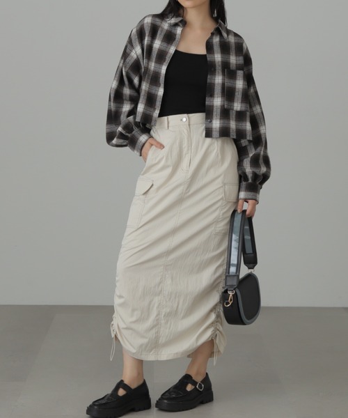 FREE'S MART（フリーズマート）の「配色ステッチカーゴスカート（スカート・レディース・ブラック/ホワイト・MEDIUM/SMALL）」の12枚目の写真