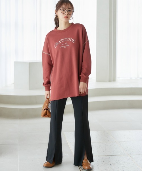 miclat（ミクラ）の「大きいサイズ　裏毛ロゴビッグスウェット　miclat（スウェット・レディース・アイボリー/オレンジ系・L/LL/3L/4L/5L）」の12枚目の写真