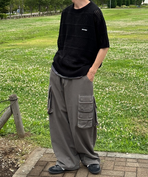 Perushu（ペルーシュ）の「メッシュデザインボーダーサマーニット（ニット/セーター・メンズ・ブラック/グリーン/ブルーグリーン/ピンク系その他・MEDIUM/LARGE）」の16枚目の写真