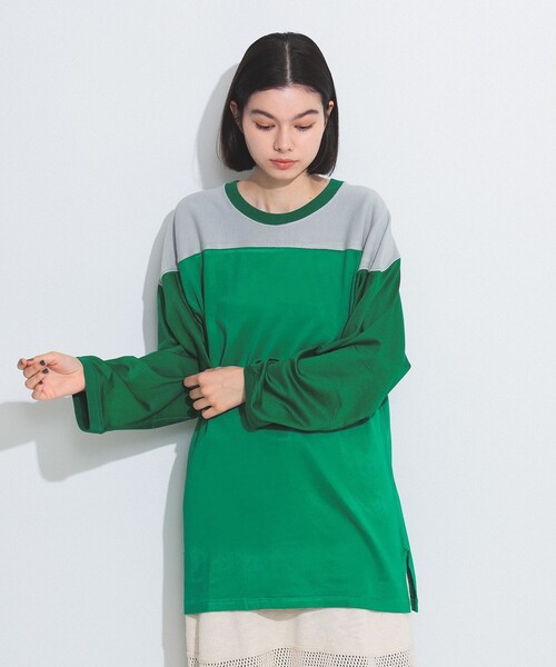 BEAMS BOY(ビームスボーイ)の「SCREEN STARS × BEAMS BOY / 別注 クレイジー フットボール Tシャツ(Tシャツ/カットソー・レディース・サックスブルー/グリーン・ONE SIZE)」の6枚目の写真
