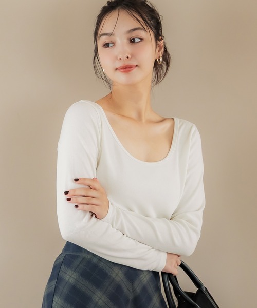 前後2WAY クロップド丈リブトップス（Tシャツ/カットソー