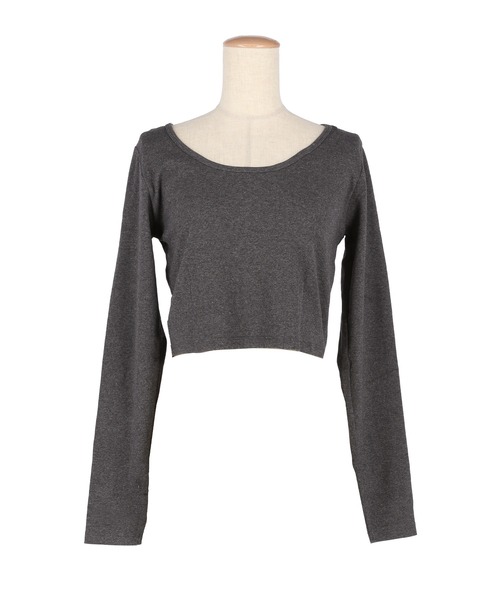 前後2WAY クロップド丈リブトップス（Tシャツ/カットソー