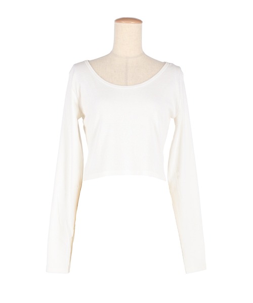 前後2WAY クロップド丈リブトップス（Tシャツ/カットソー